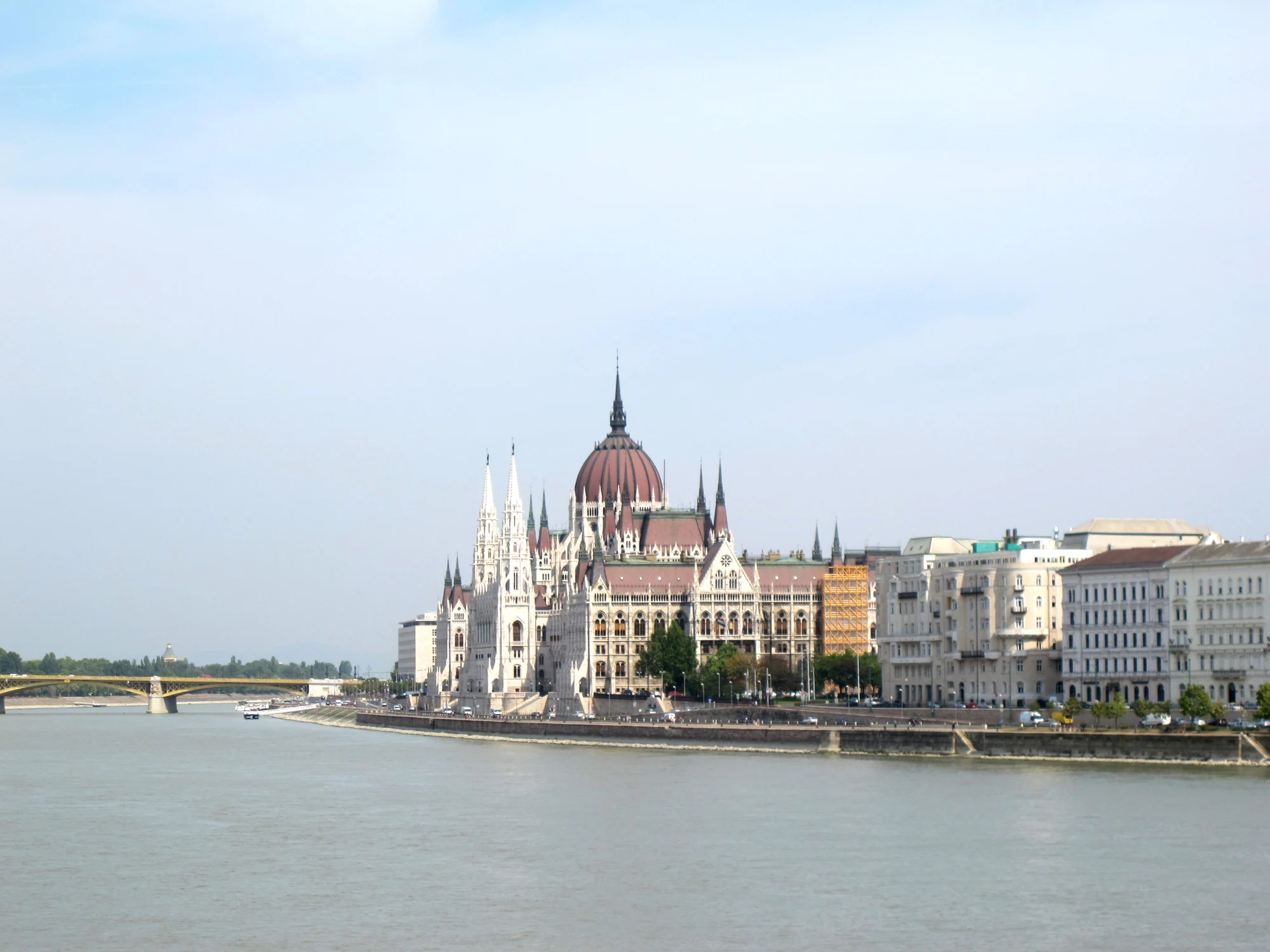 Hungarian Parliament Building on the Pest riverbank, seen across the Danube